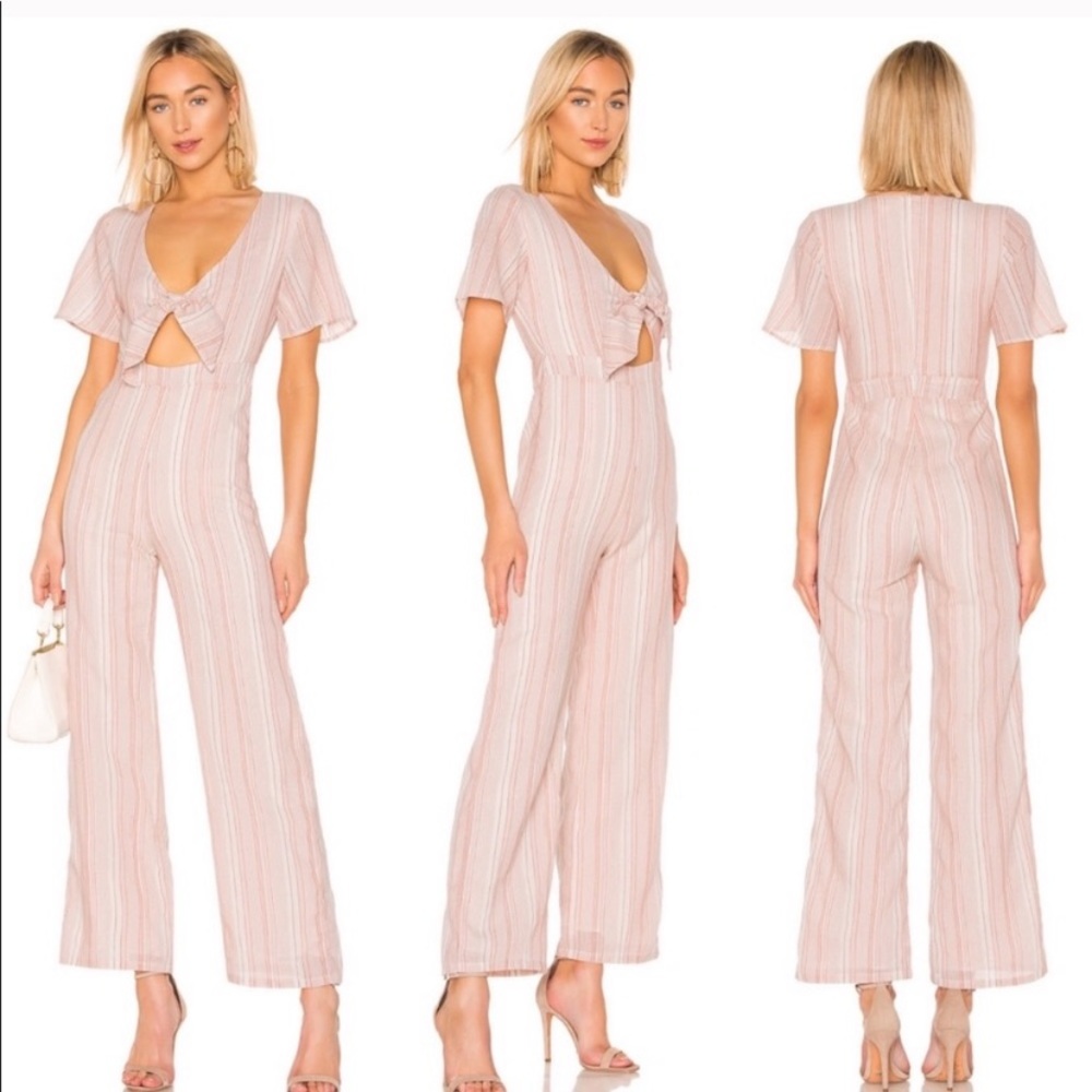 Superdown Mollie Striped Tie Front Jumpsuit